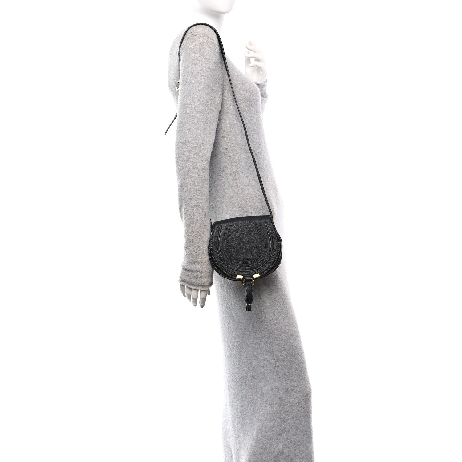 Chloe Calfskin Mini Marcie Round Crossbody Bag Black 2 of 11