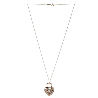 Tiffany 18K Rose Gold Diamond Multistone Filigree Heart Pendant Necklace 3 of 9