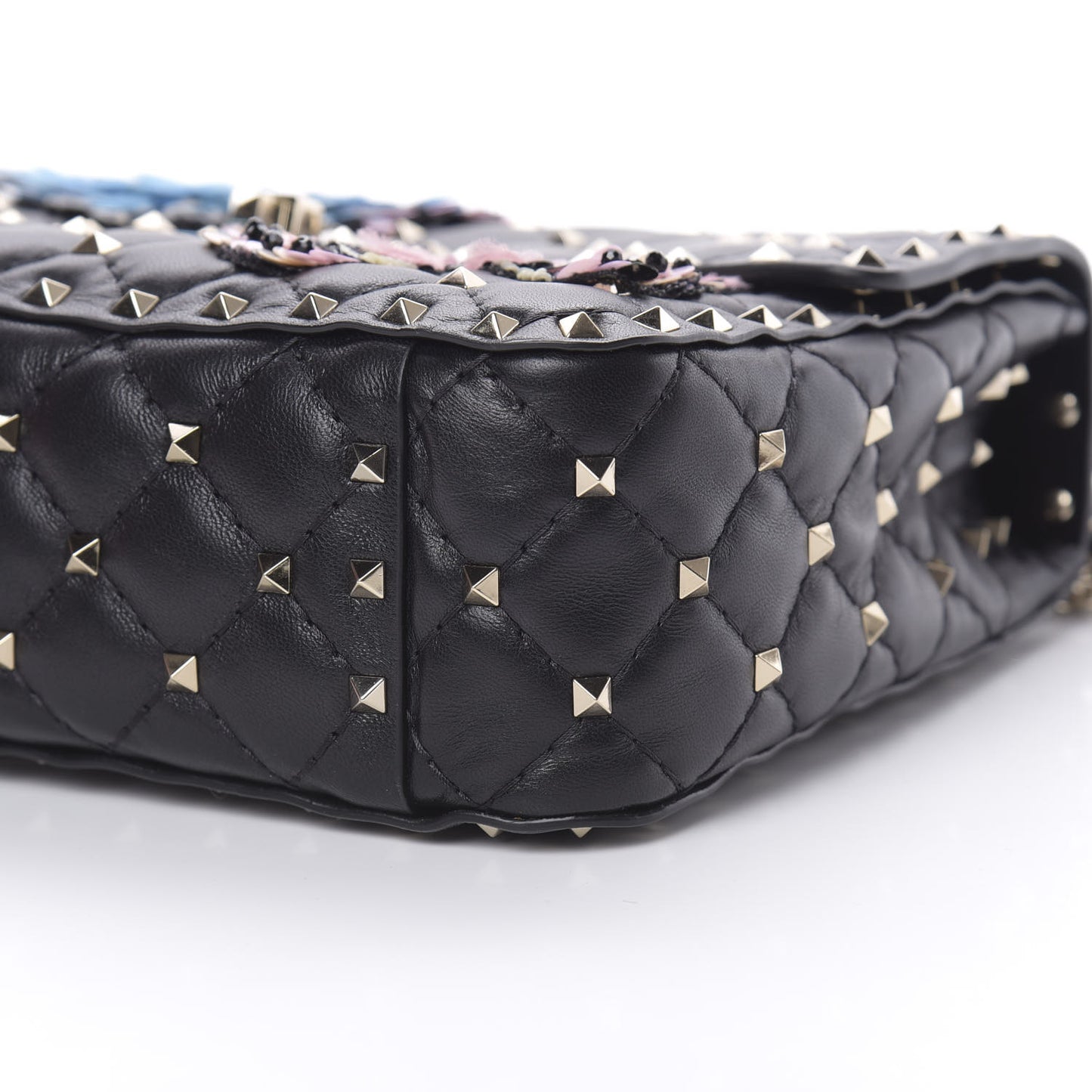 Nappa Butterfly Medium Rockstud Spike Shoulder Bag Black