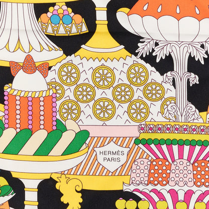 Hermes Silk La Patisserie Francaise Scarf 90 Orange Black Multicolor 2 of 3