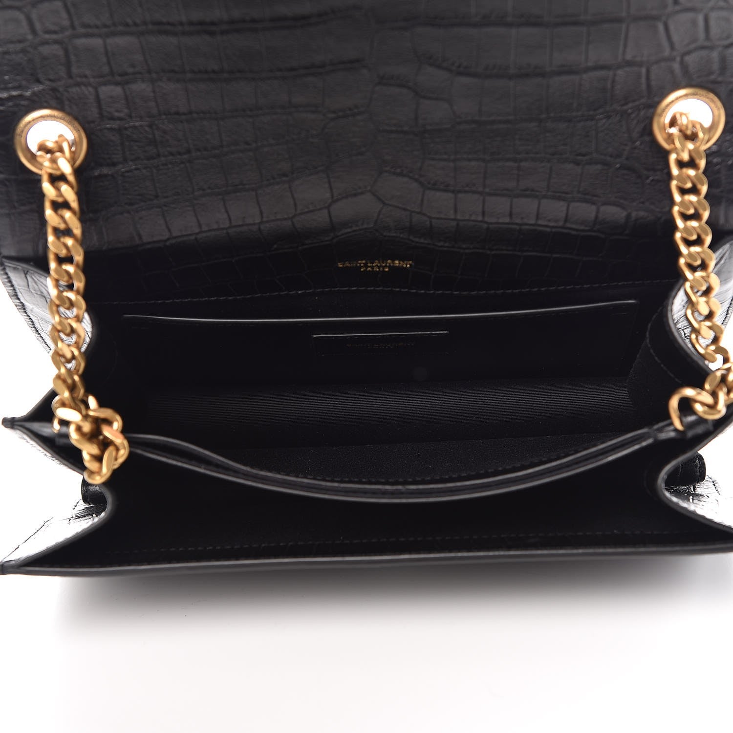 Saint Laurent Calfskin Crocodile Embossed Monogram Medium Sunset Black 5 of 8