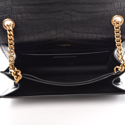 Saint Laurent Calfskin Crocodile Embossed Monogram Medium Sunset Black 5 of 8