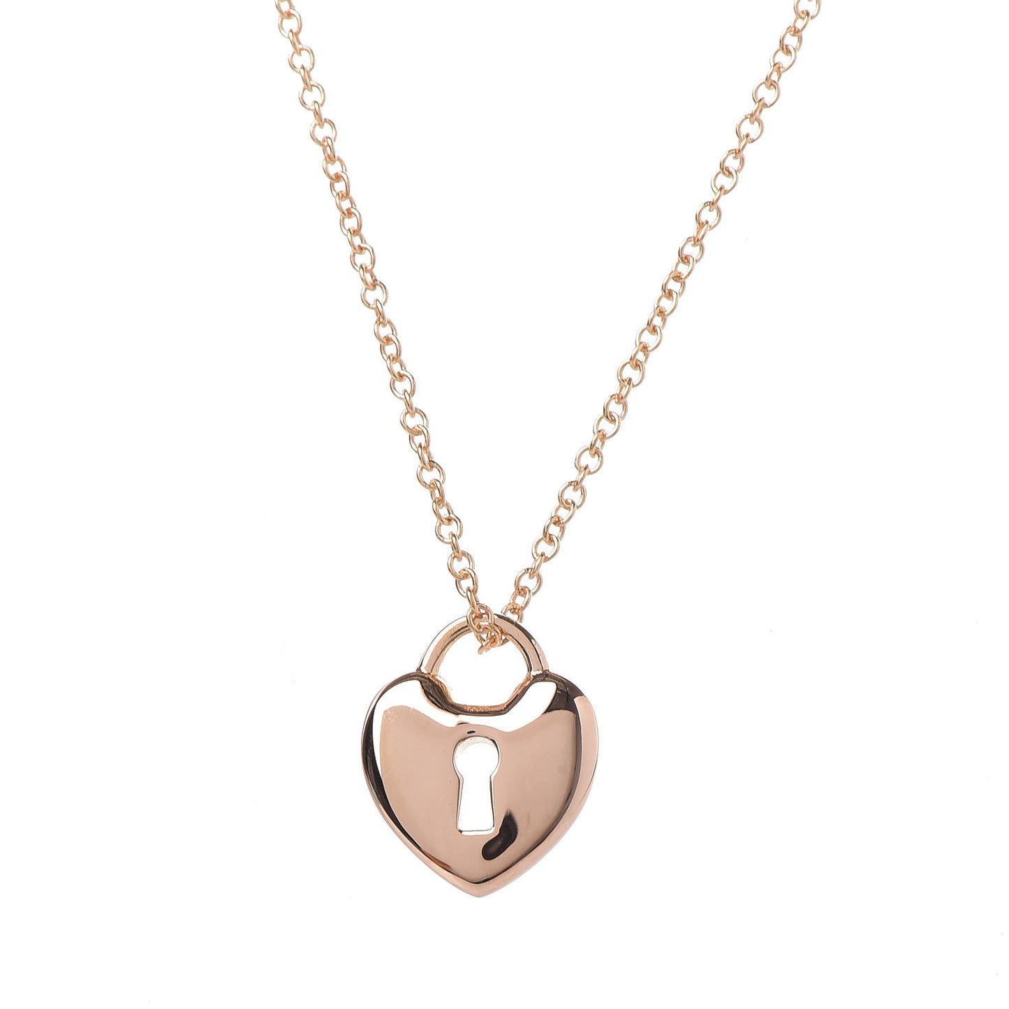18K Rose Gold Mini Heart Lock Pendant Necklace