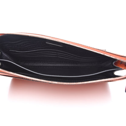 Prada Saffiano Cuir Clutch Wristlet Bag Papaya 5 of 10