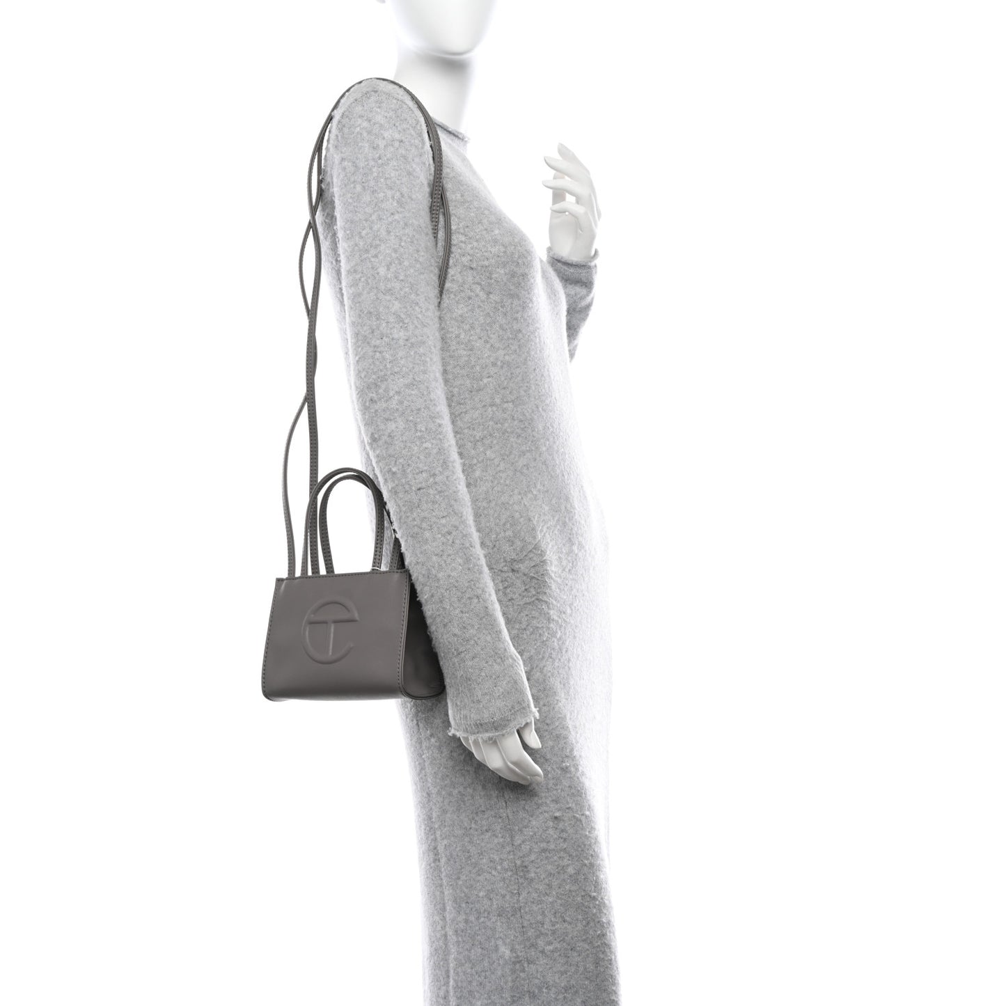 Vegan Leather Small Shopping Bag Grey