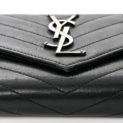 Saint Laurent Lambskin Mixed Matelasse Quilted Large Monogram Envelope Wallet Black 15 of 15