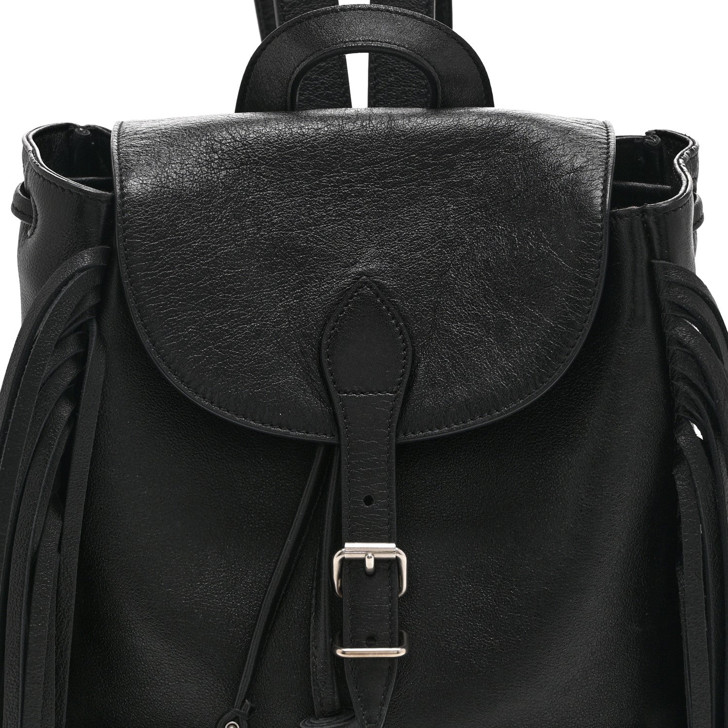 black leather fringe backpack Faux Leather Fringe Mini Backpack