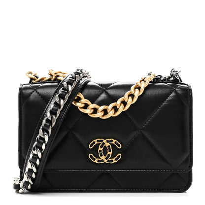 Chanel Lambskin Quilted Chanel 19 Wallet On Chain WOC Black 1 of 12