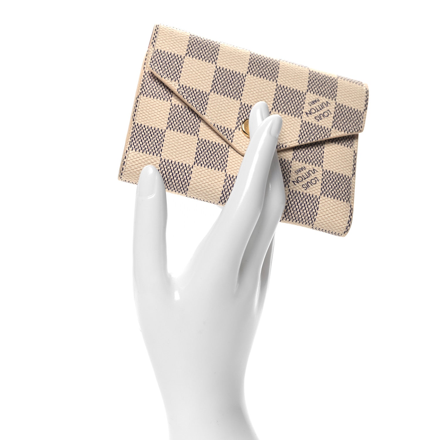 Louis Vuitton Damier Azur Victorine Wallet Rose Ballerine 2 of 7