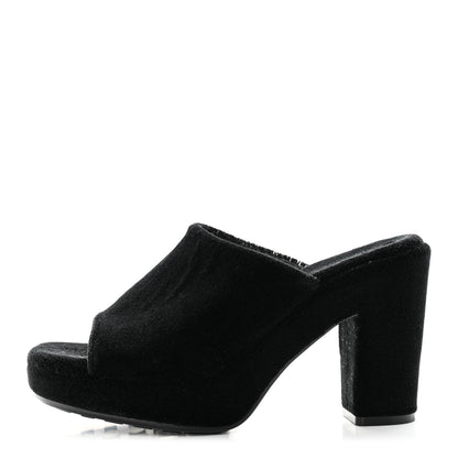 Bottega Veneta Velvet Gleam Mule Sandals 38 Black 1 of 7