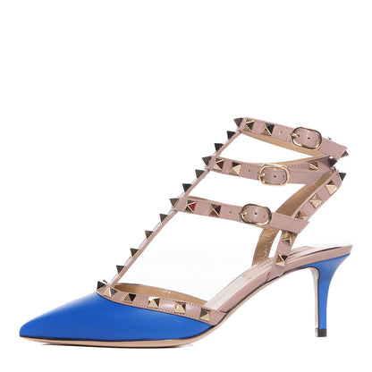 Valentino Garavani Nappa Rockstud Ankle Strap 65mm Pumps 35.5 Light Sapphire Poudre 1 of 6