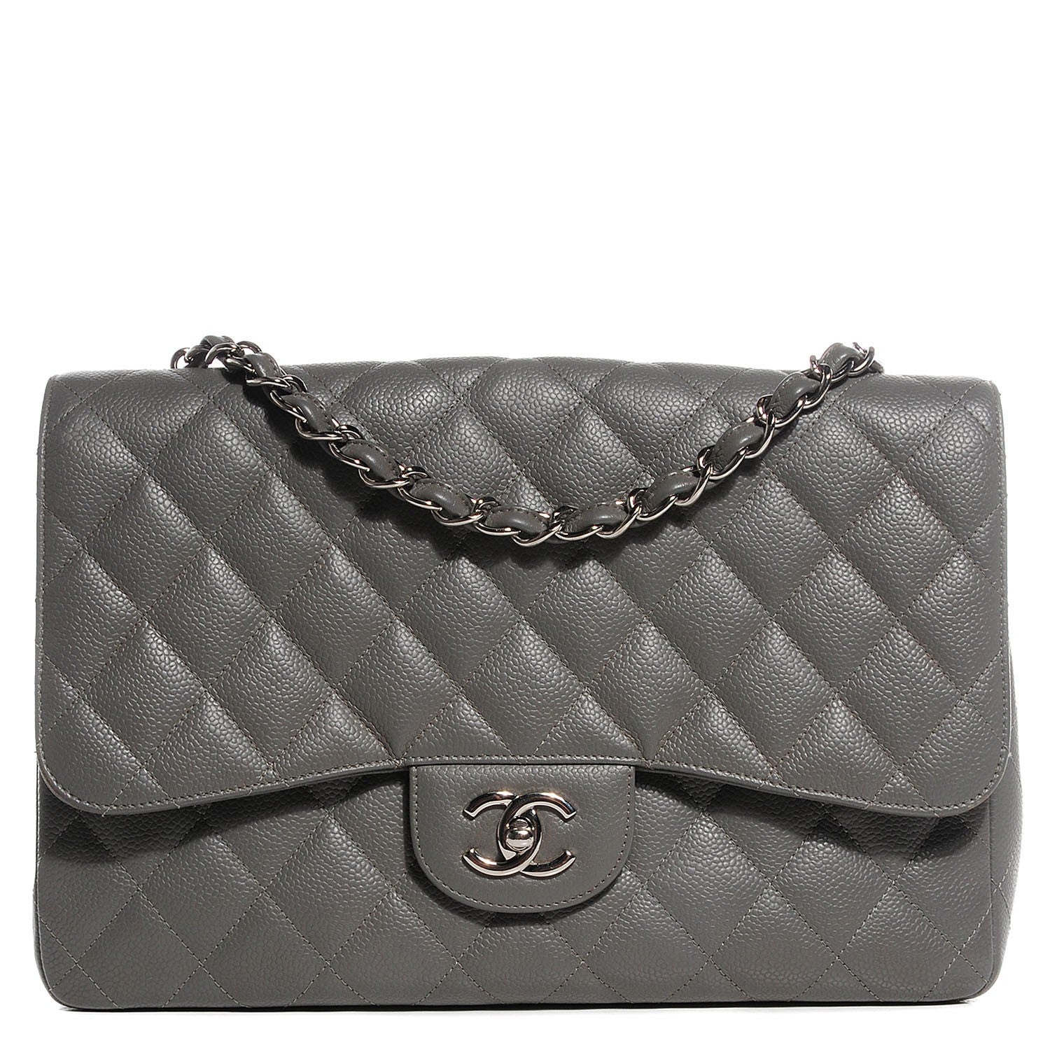 Chanel Caviar Quilted Jumbo Single Flap Grey 1 of 8