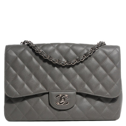 Chanel Caviar Quilted Jumbo Single Flap Grey 1 of 8