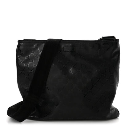 Gucci Imprime Monogram Medium Flat Messenger Bag Black 1 of 13