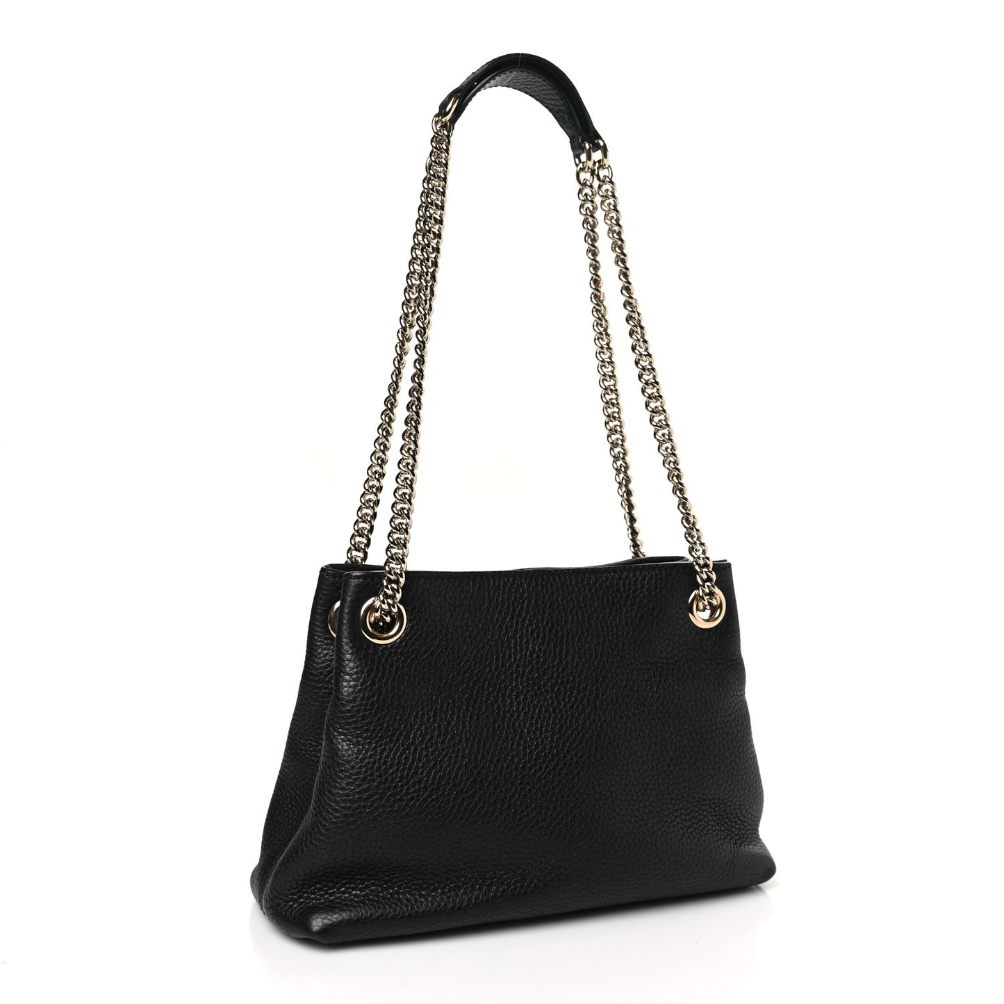 Pebbled Calfskin Small Soho Chain Shoulder Bag Black