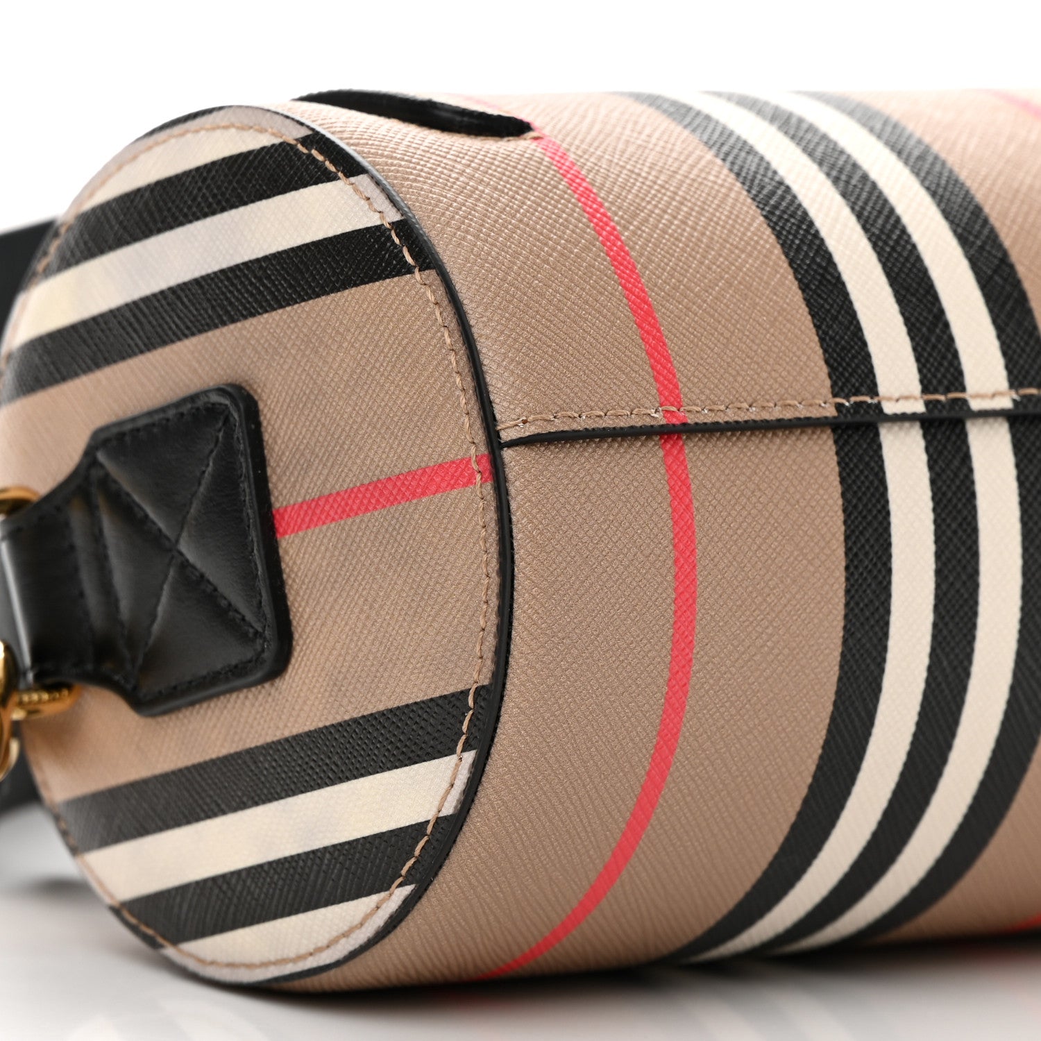 Burberry E-Canvas Calfskin Stripe Icon Barrel Bag Archive Beige 9 of 12