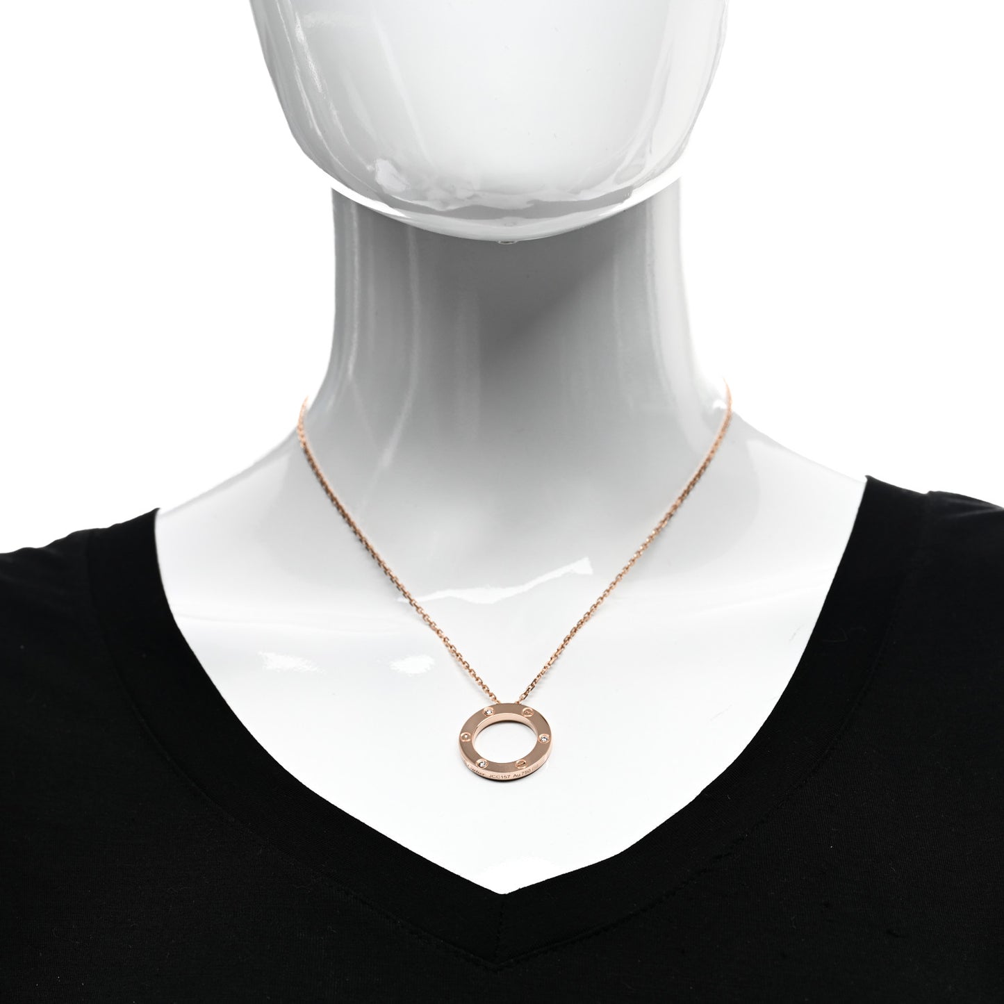 18K Pink Gold 3 Diamonds LOVE Pendant Necklace