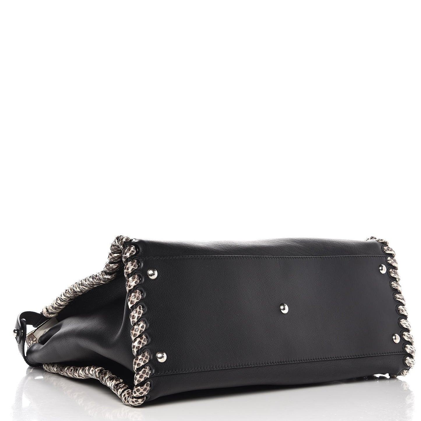 Calfskin Elaphe Lace Up Large Peekaboo Iconic Satchel Black