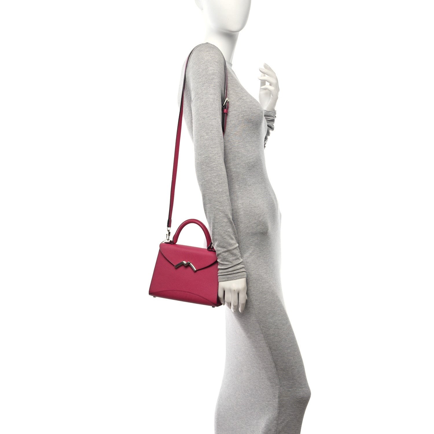 Moynat Carat Calfskin Gabrielle BB Fuchsia 2 of 10