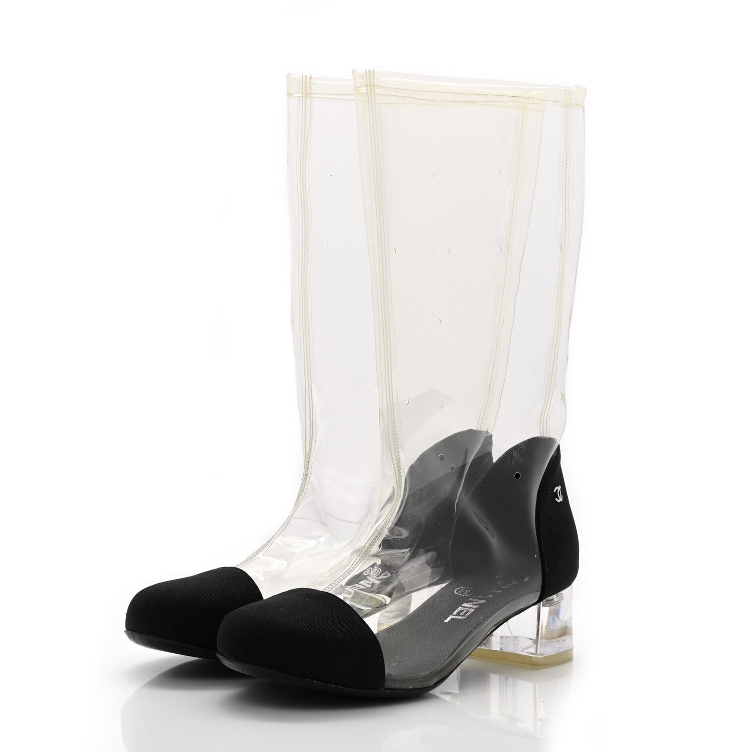 Chanel PVC Grosgrain High Boots 36 Transparent Black 3 of 7