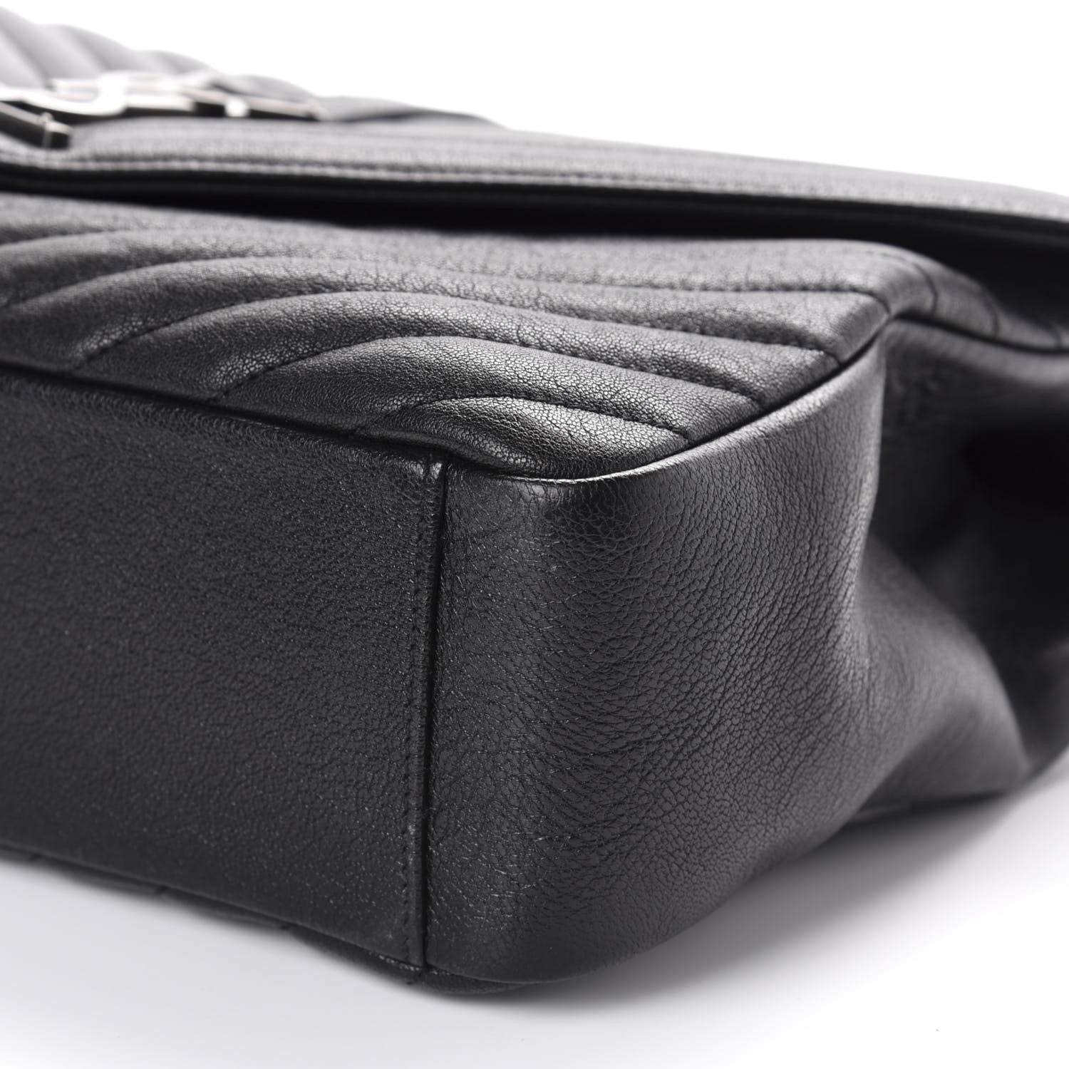 Saint Laurent Sheepskin Matelasse Chevron Monogram Large College Satchel Black 7 of 11