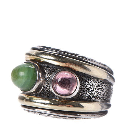 David Yurman Sterling Silver 14K Yellow Gold Tourmaline Green Onyx Renaissance Ring 52 6 3 of 6