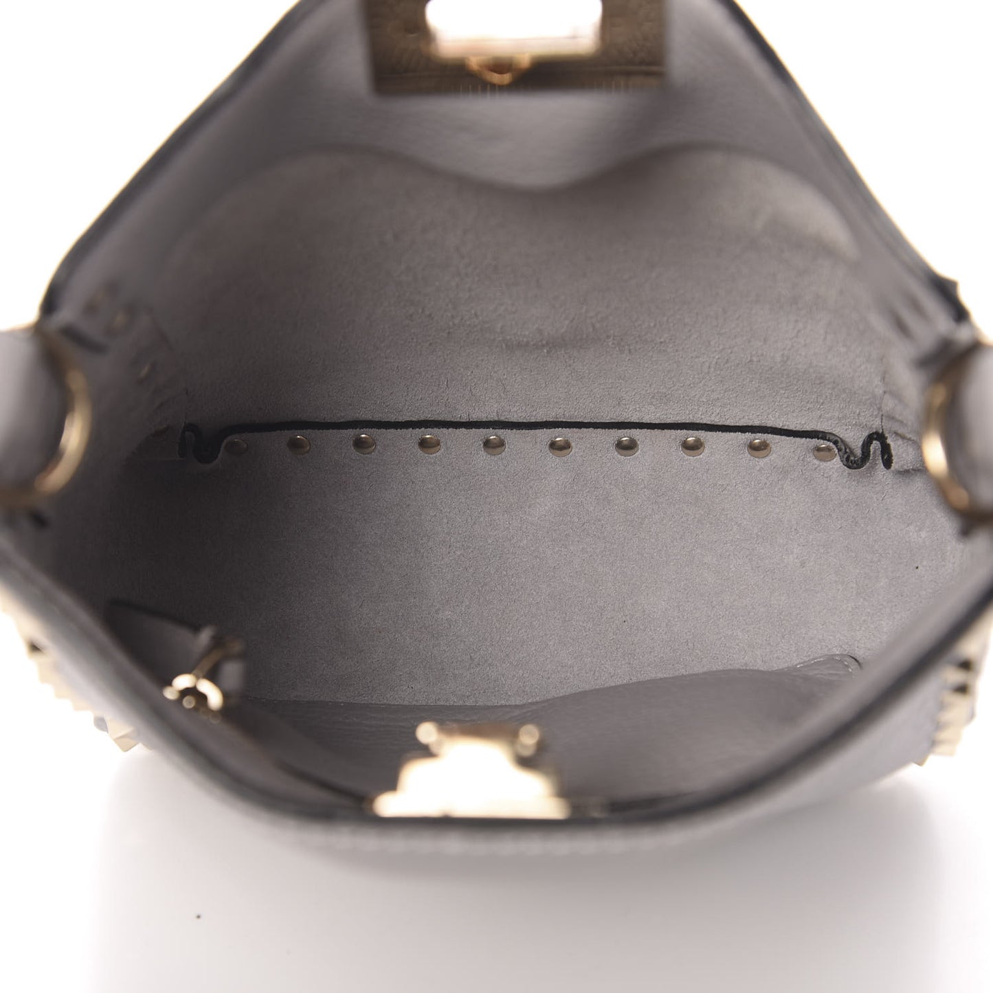 Pebbled Calfskin Mini Rockstud Flip-Lock Messenger Bag Pastel Grey