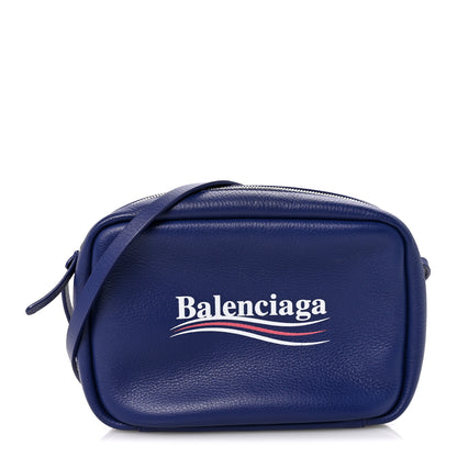 Balenciaga Calfskin Political Campaign Logo S Everyday Camera Bag Bleu 1 of 10