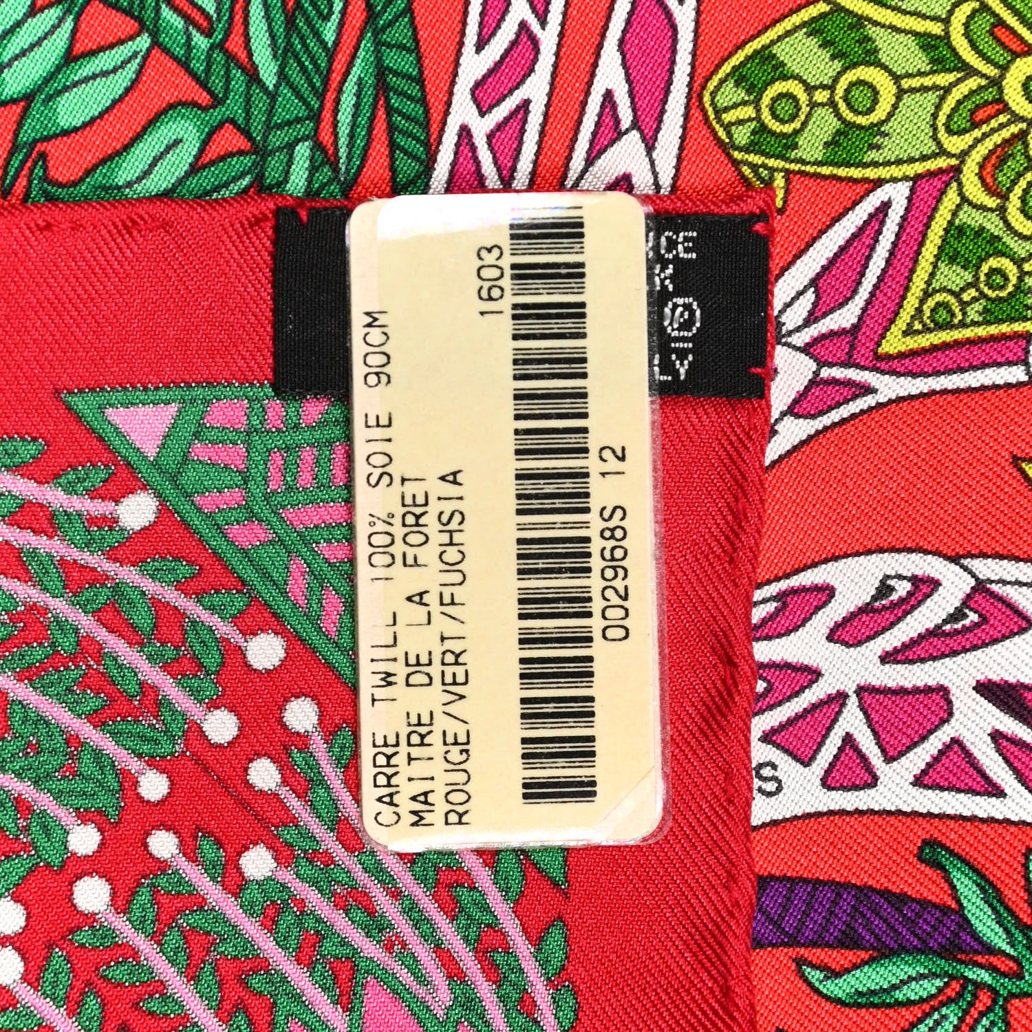 Hermes Silk Maitre de la Foret Scarf 90 Rouge Vert Fuchsia 3 of 5