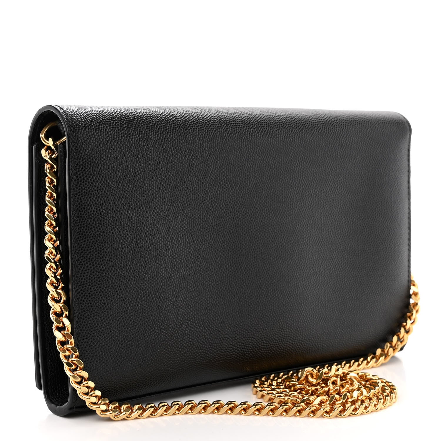 Saint Laurent Grain De Poudre Monogram Chain Wallet Black 3 of 11