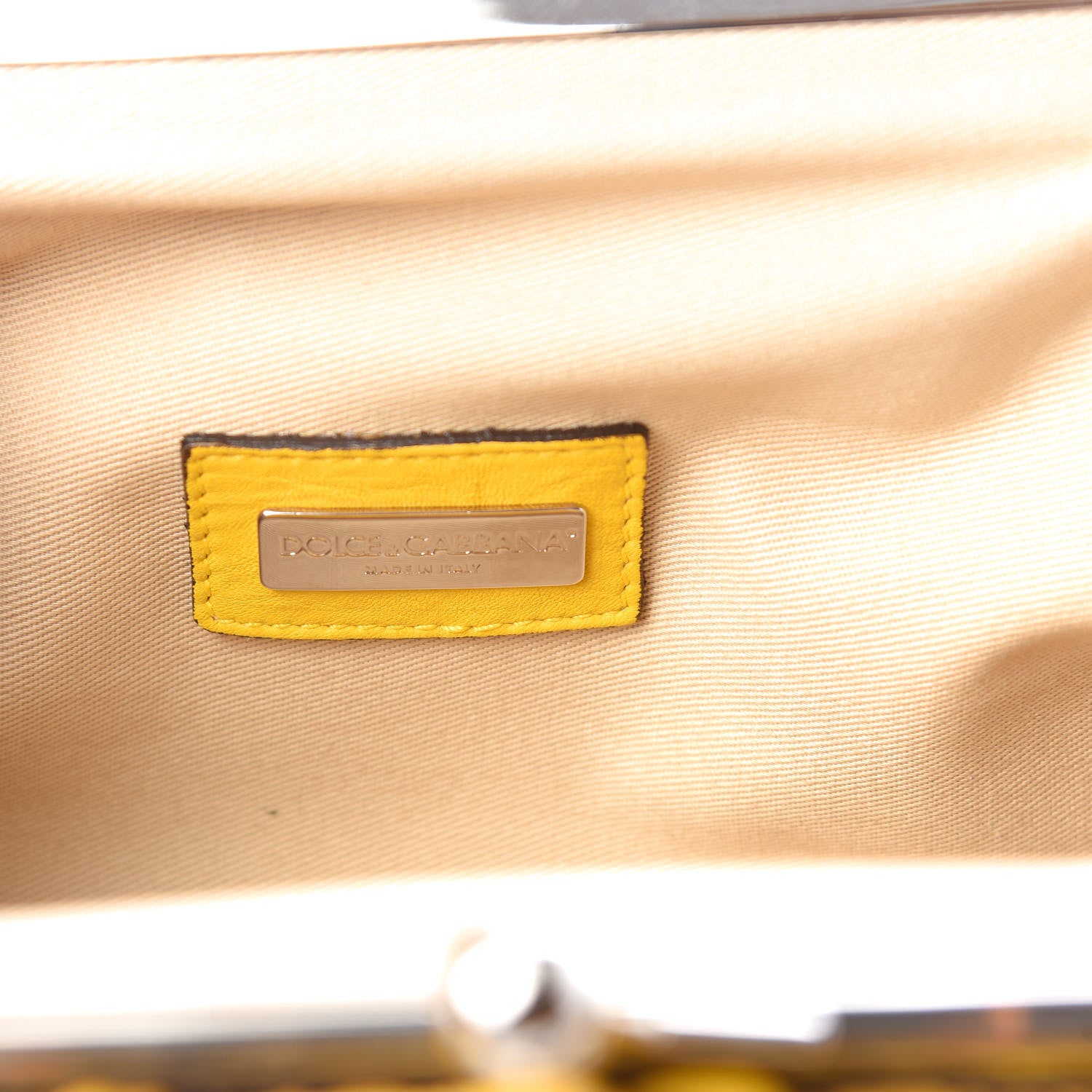 Dolce & Gabbana Calfskin Small Kiss Lock Frame Clutch Giallo 6 of 8