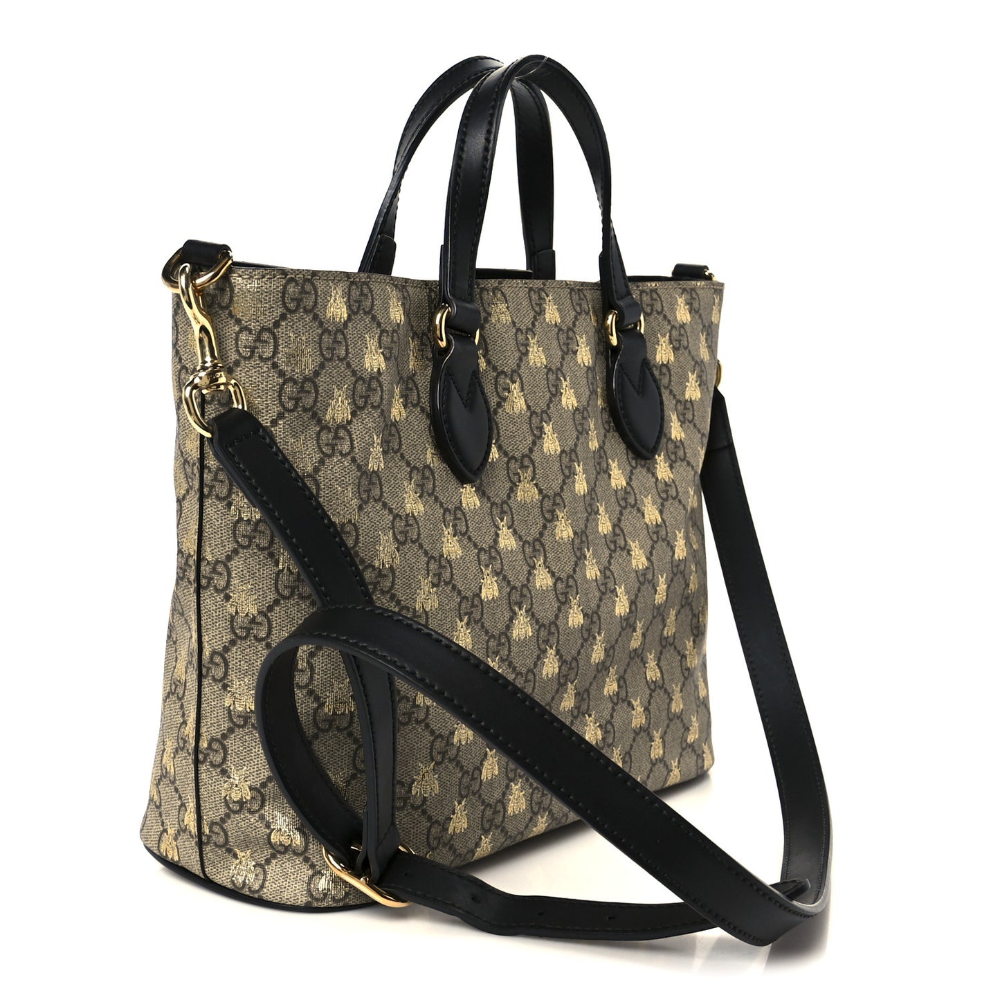Soft GG Supreme Monogram Bees Small Crossbody Tote Beige Oro Black