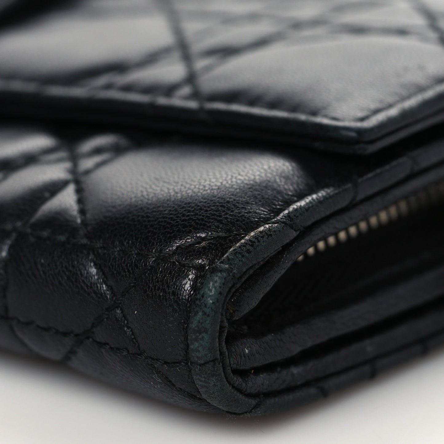 Lambskin Cannage Miss Dior Chain Wallet Black