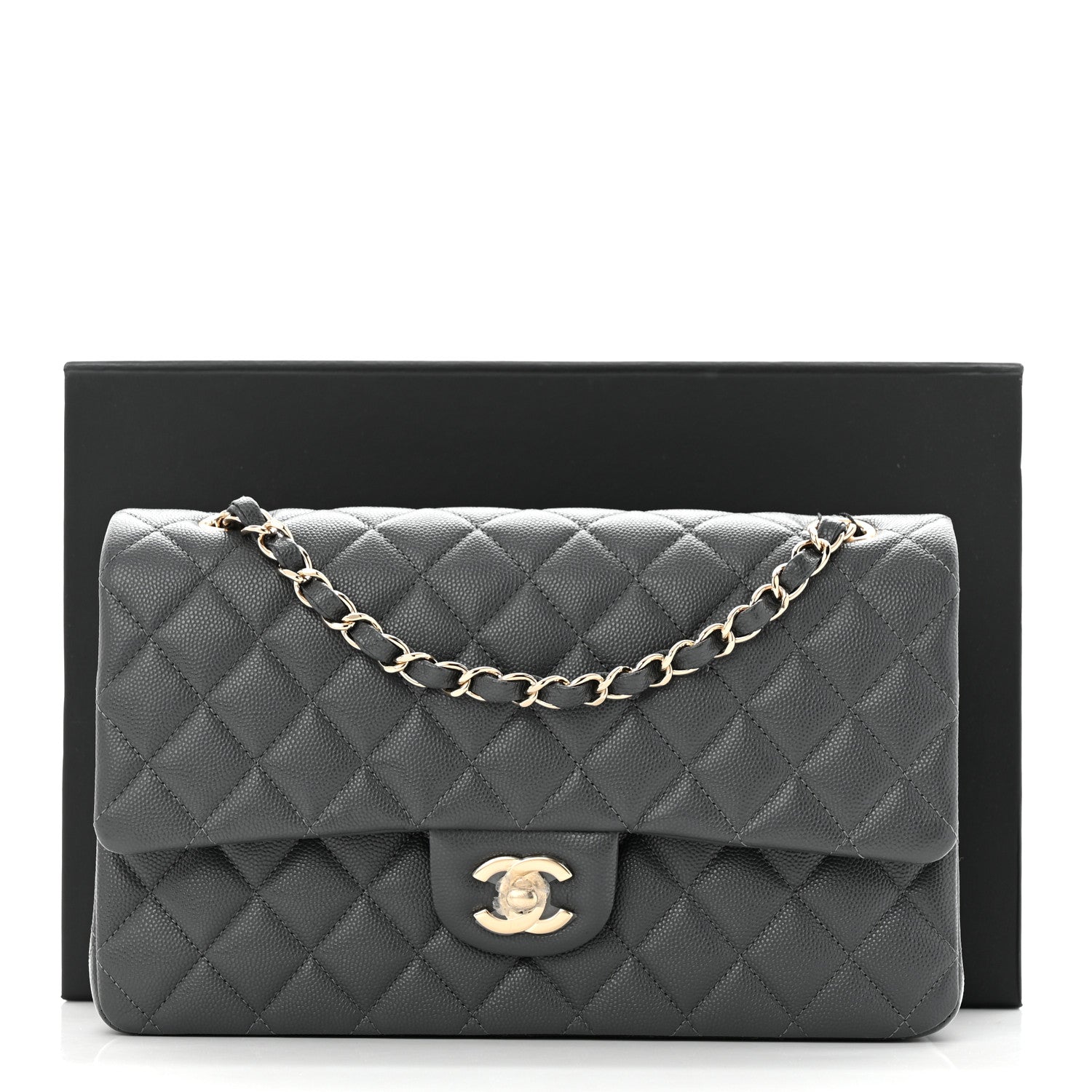 Chanel Caviar Quilted Medium Double Flap Dark Grey 11 of 11