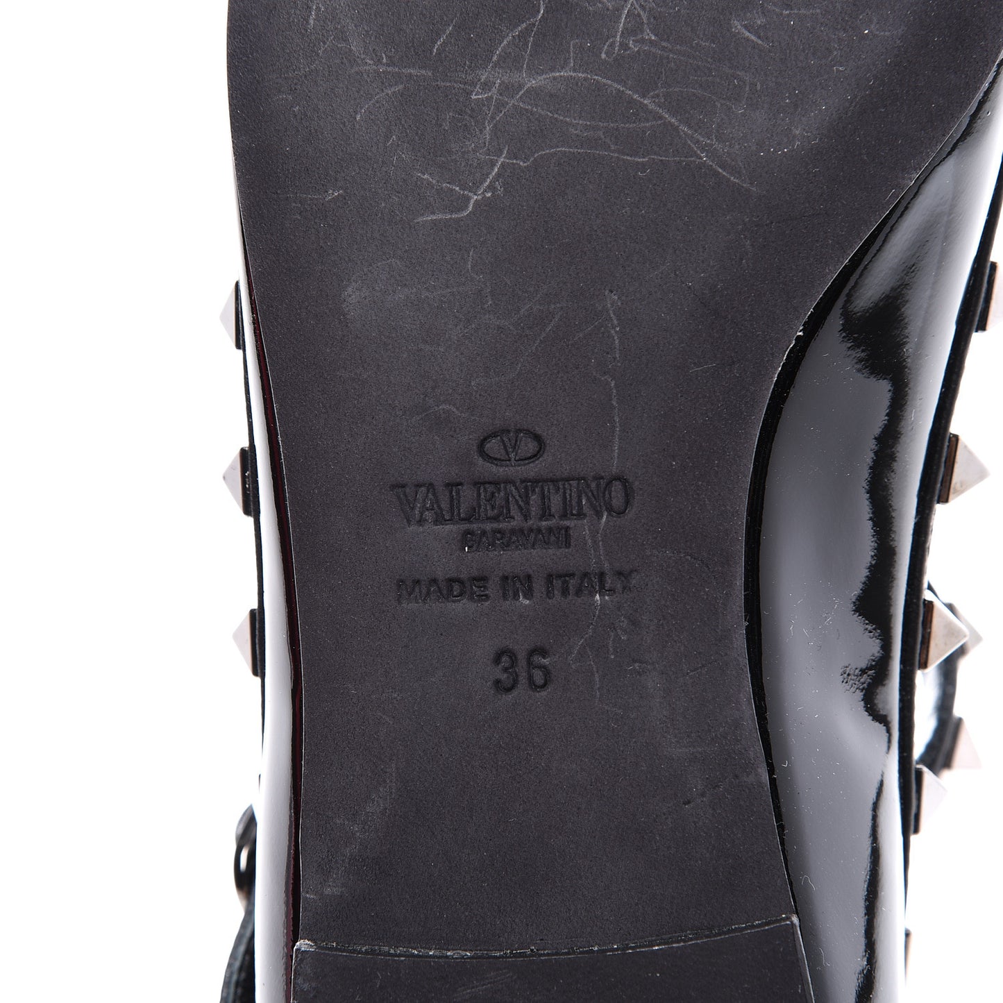 Patent Rockstud Cage Ballerina Flats 36 Black