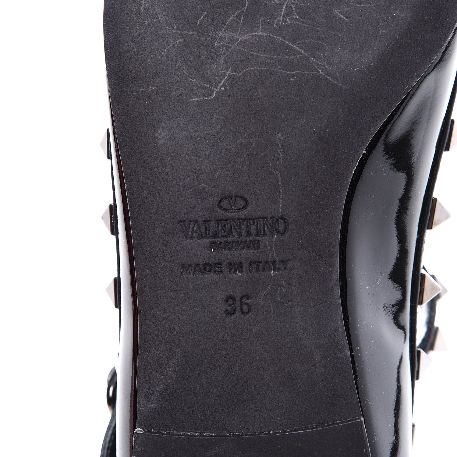 Valentino Garavani Patent Rockstud Cage Ballerina Flats 36 Black 9 of 11