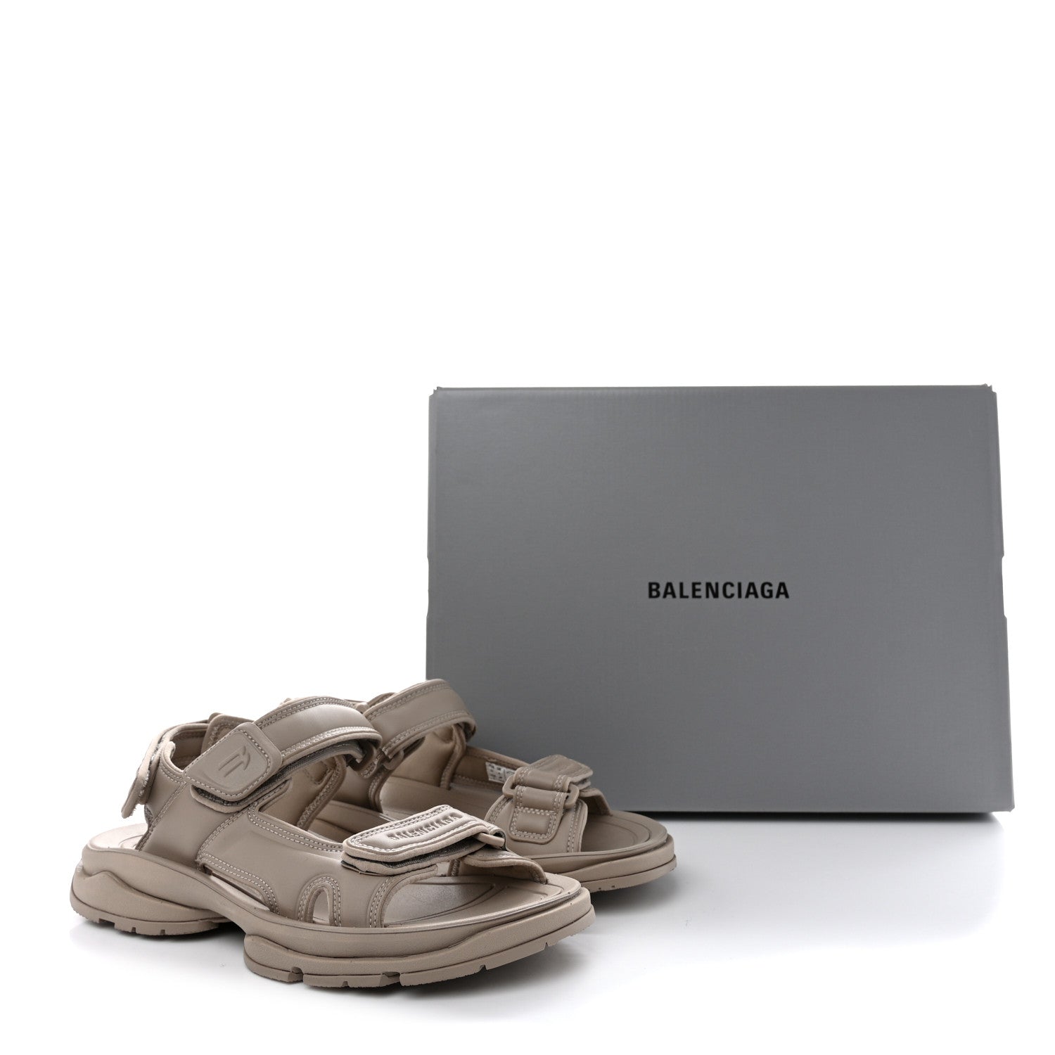 Balenciaga Fake Leather Womens Tourist Sandals 37 Taupe 9 of 9