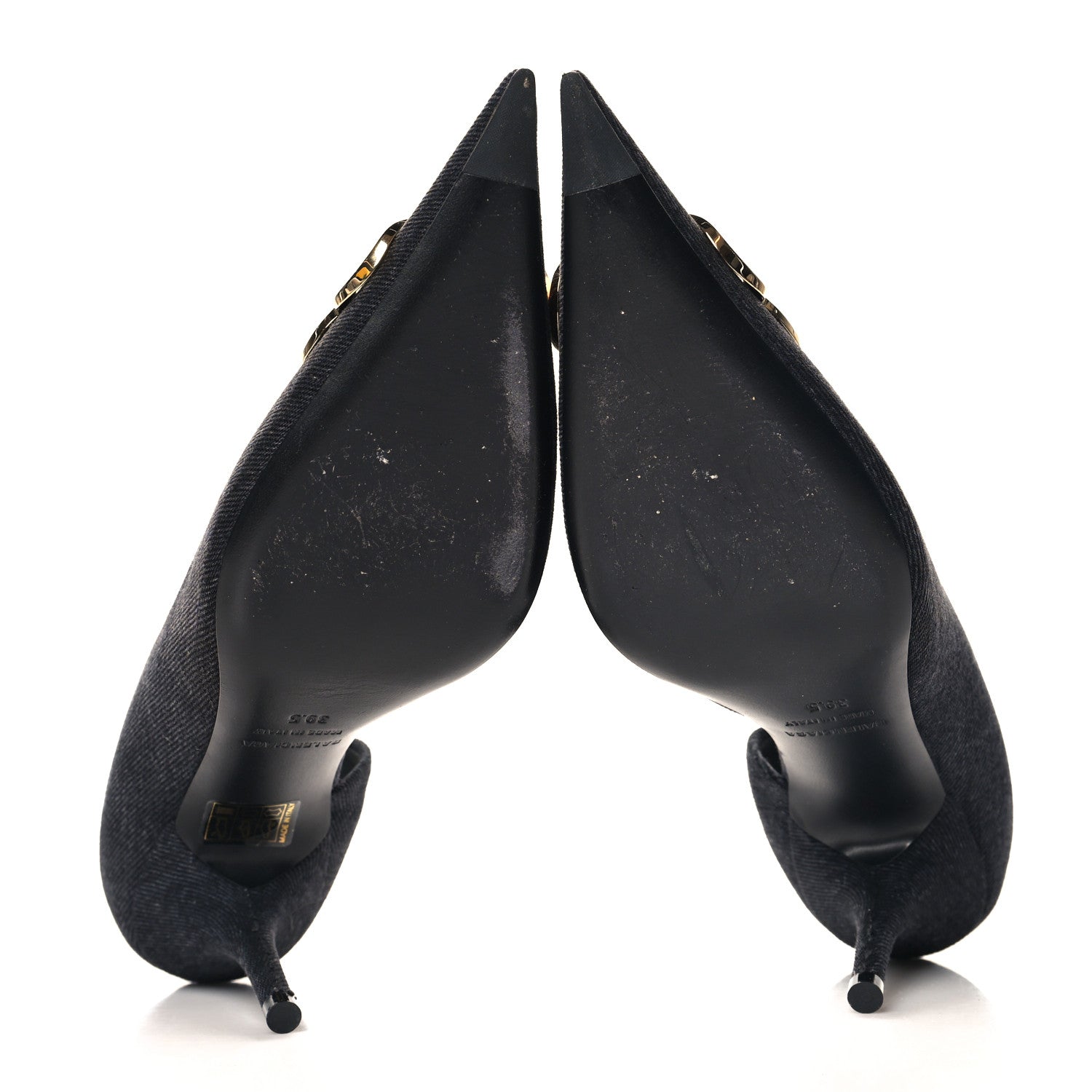 Balenciaga Denim BB D'Orsay Pointed Toe Knife 80mm Pump 39.5 Black 6 of 10