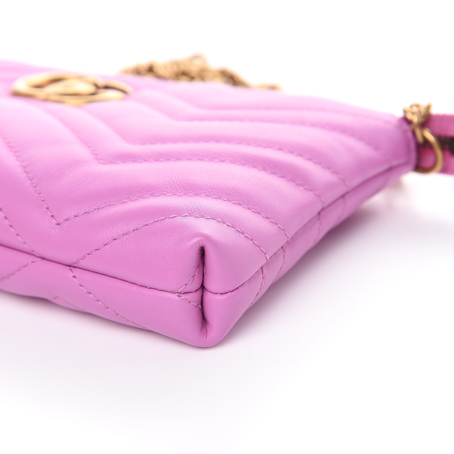 Gucci Calfskin Matelasse Mini GG Marmont Chain Bag Candy Mousse 9 of 11