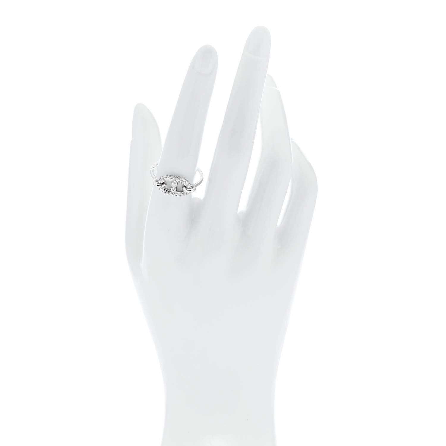 Hermes 18K White Gold Diamond New Farandole Ring 57 8 2 of 6