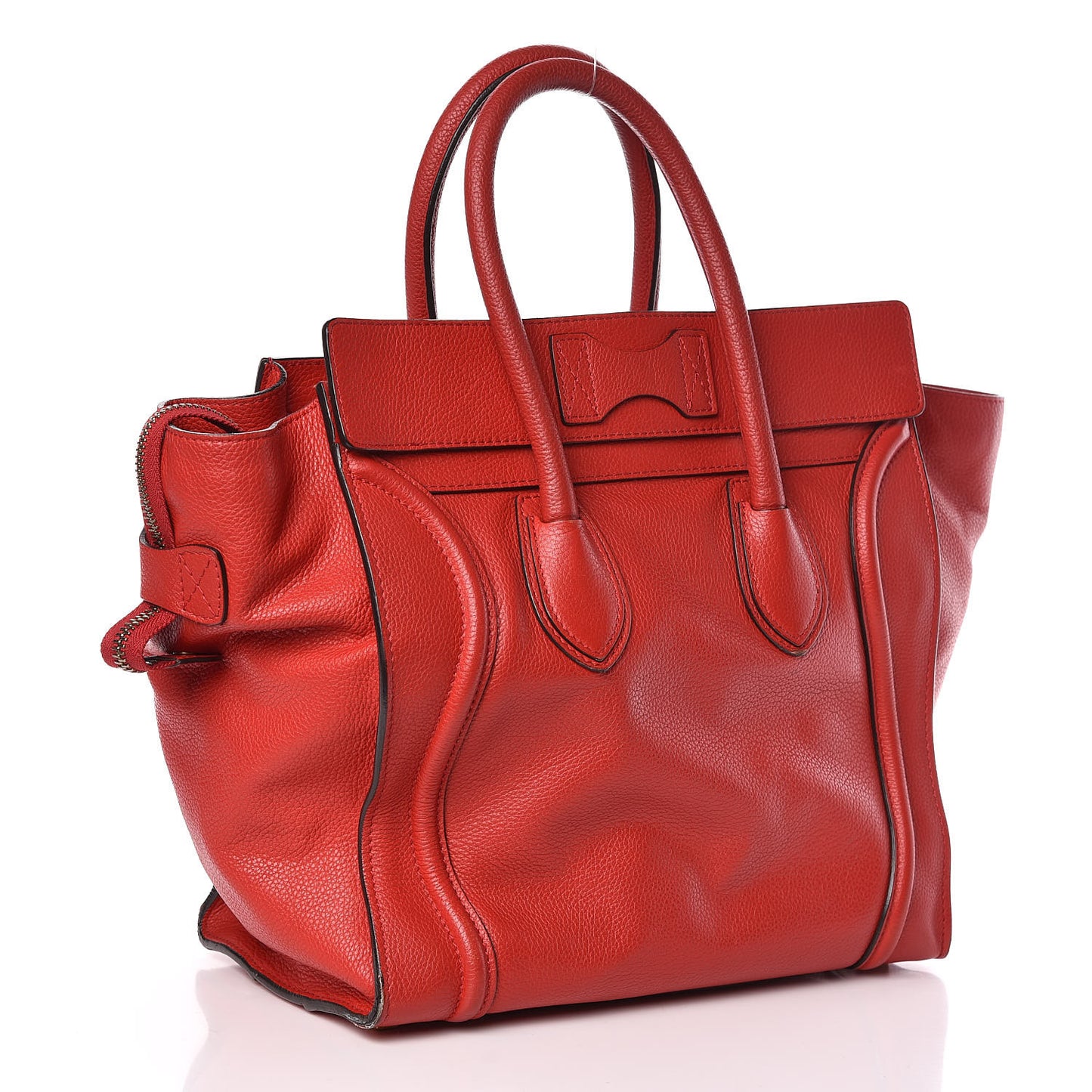 Drummed Calfskin Mini Luggage Red