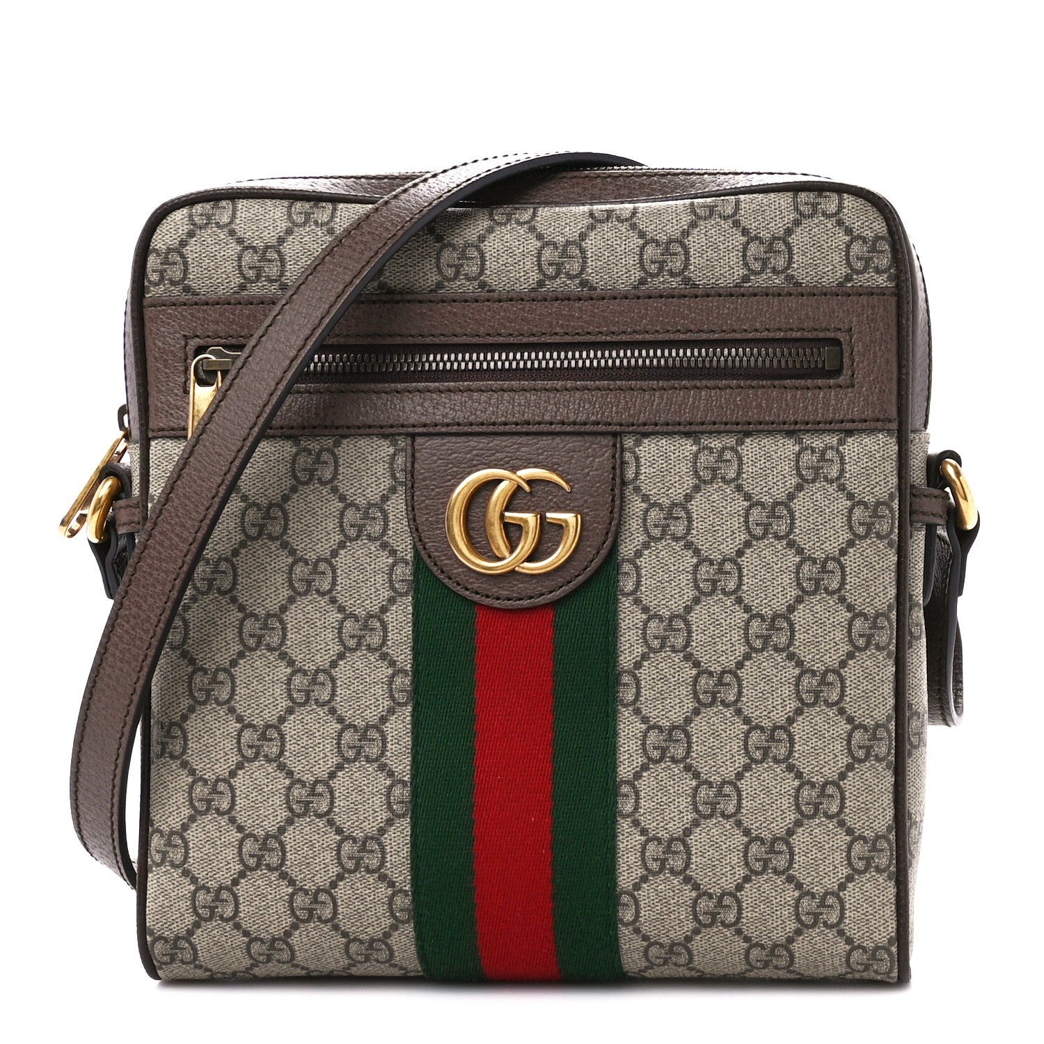 Gucci GG Supreme Monogram Web Small Ophidia Messenger Bag Brown 1 of 13
