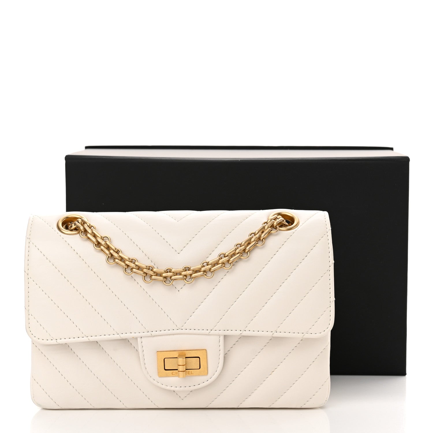 Chanel Aged Calfskin Chevron Quilted 2.55 Reissue Mini Flap White 13 of 13