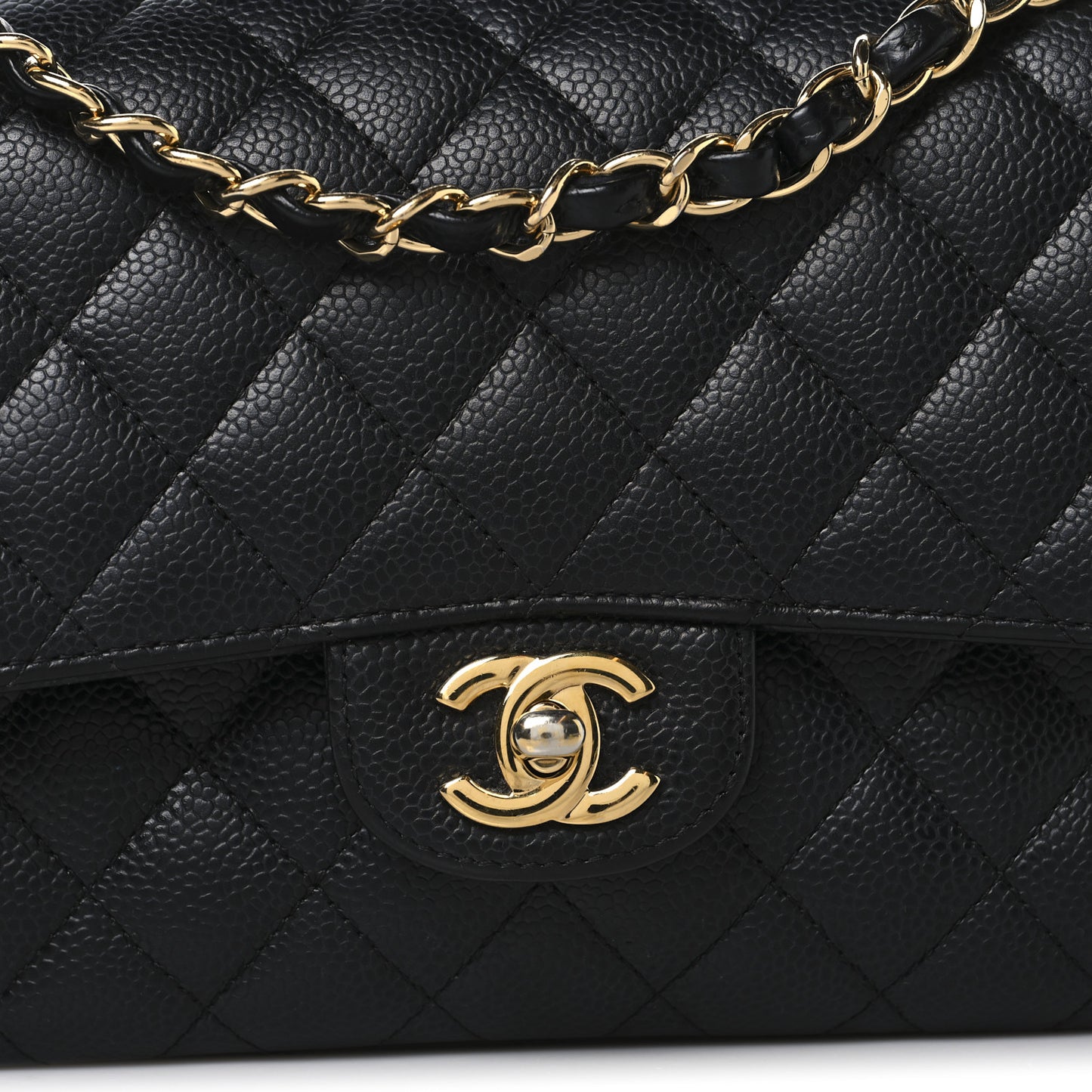 Caviar Quilted Medium Double Flap Black