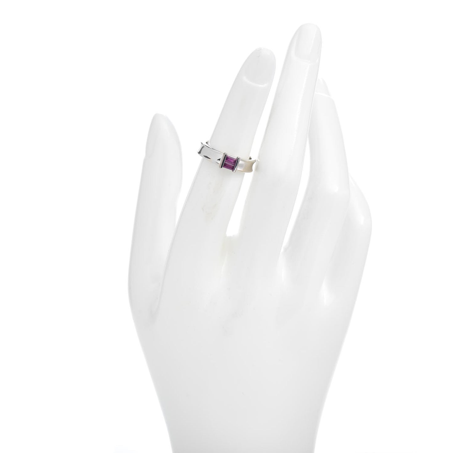18K White Gold Pink Sapphire Stacking Ring 49 4.75