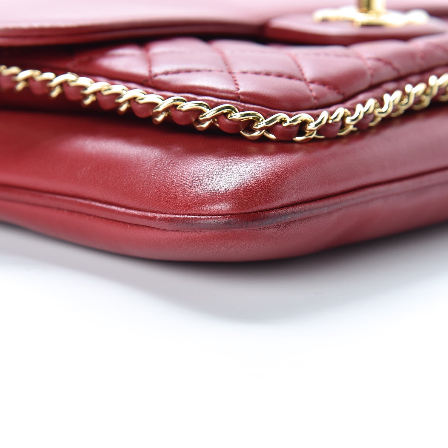 Chanel Lambskin Quilted Large CC Unchained Crossbody Red 8 of 10