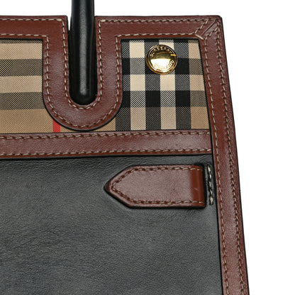 Burberry Calfskin Vintage Check Mini Two Handle Title Bag Black 19 of 24