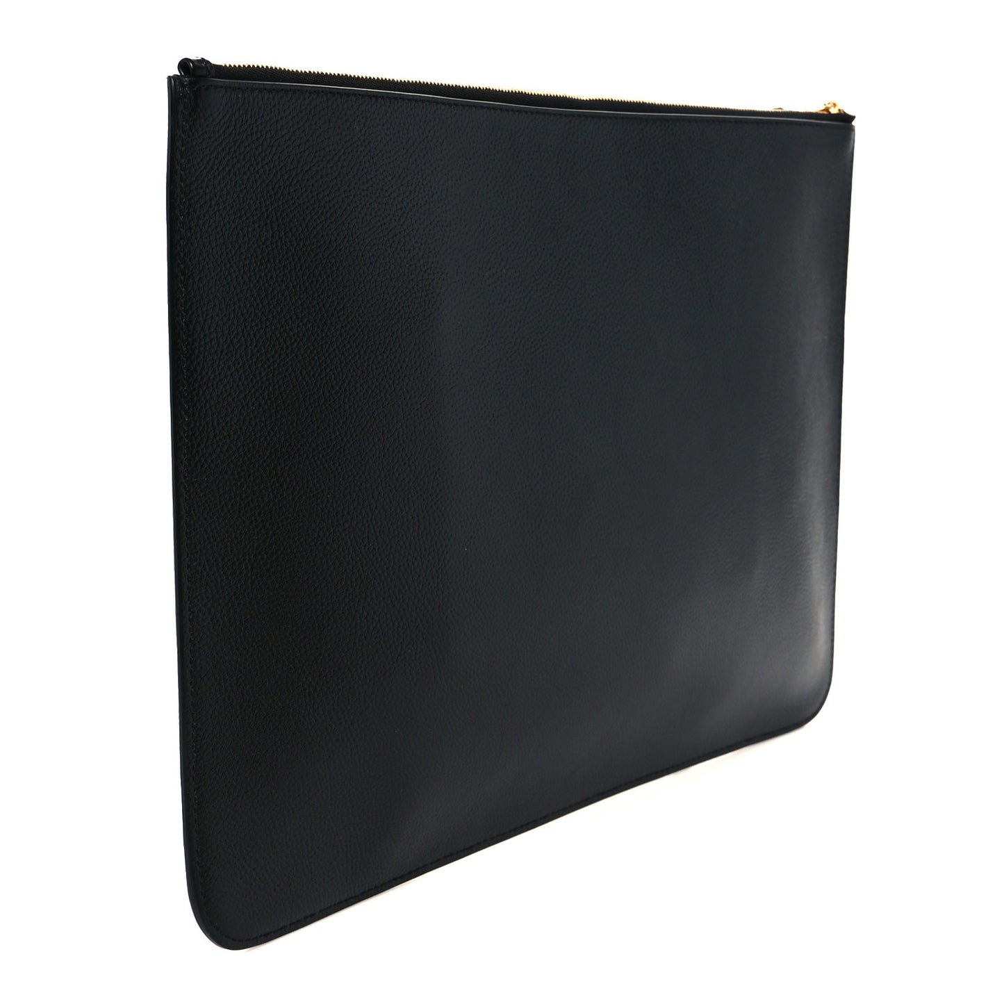 Calfskin Logo Large Cash Pouch With Handle Black White
