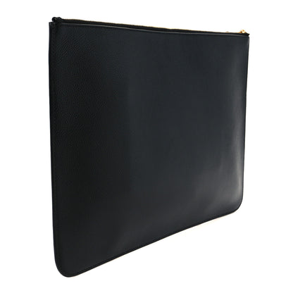 Balenciaga Calfskin Logo Large Cash Pouch With Handle Black White 3 of 9