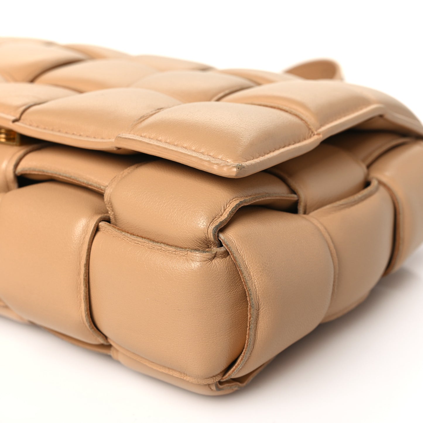 Nappa Maxi Intrecciato Padded Cassette Crossbody Bag Almond